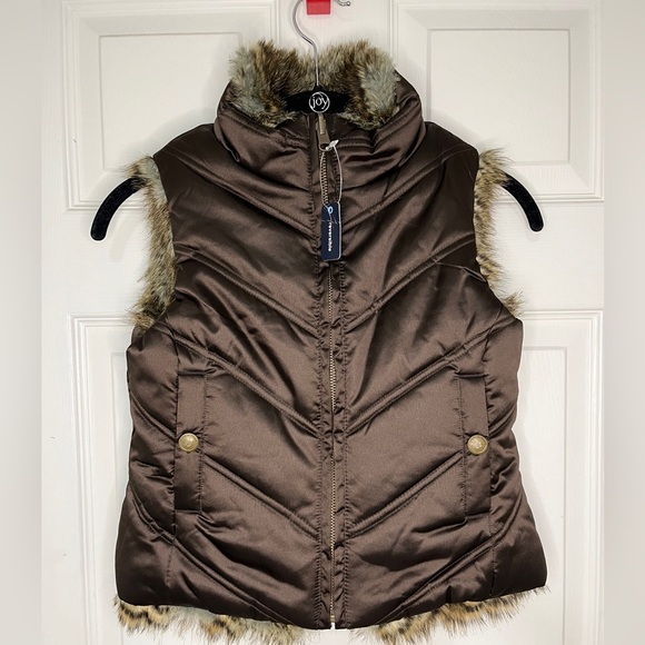 Gap NWT Kids Brown Faux Fur and Brown Reversible Puffer Vest, Size 6/7 Small - Picture 3 of 8